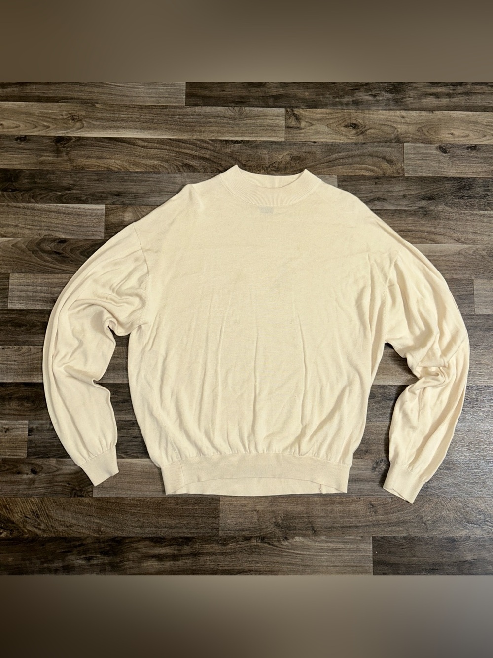 Baracuta Men’s XL Cream Silk Cotton Mock Neck Sweater Pullover